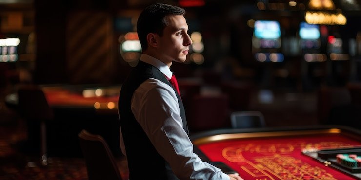Layar Blackjack live di lgo188 menampilkan dealer, meja kartu, dan tombol aksi pemain yang responsif